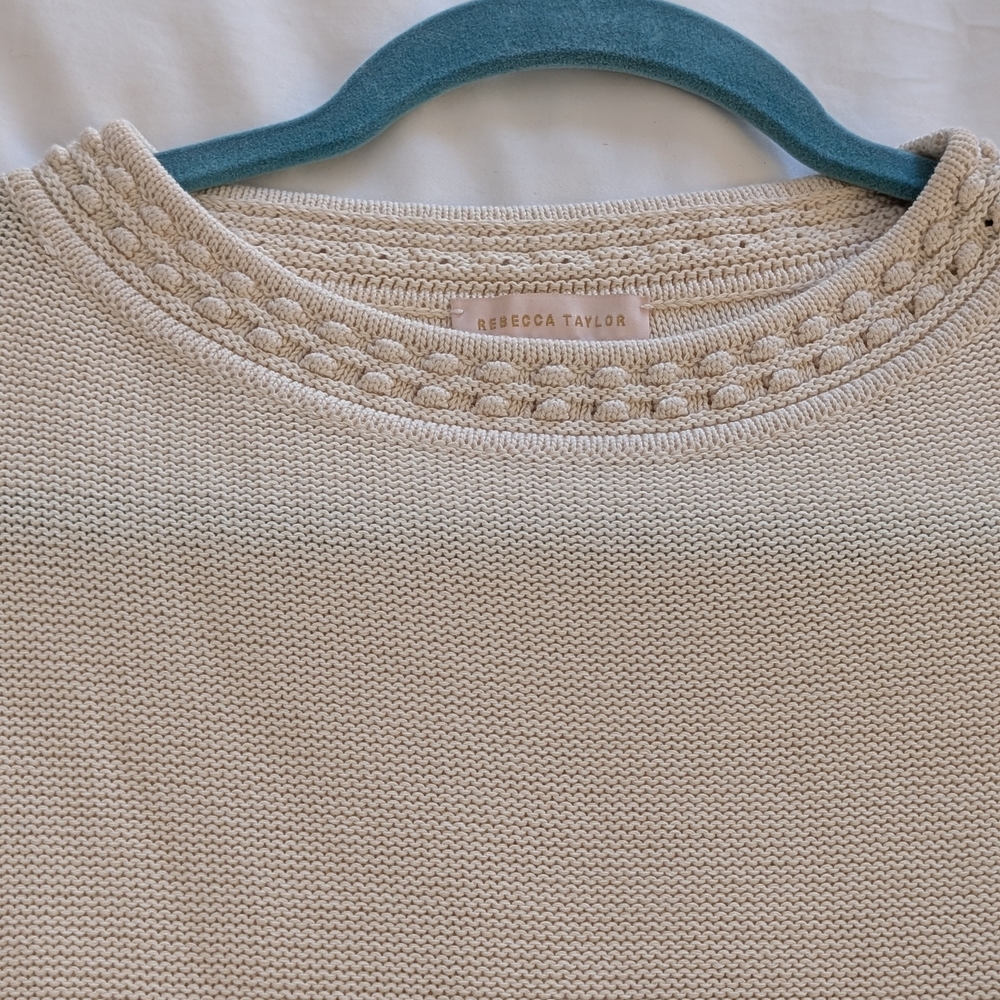 Rebecca Taylor Size S, Cream cotton sweater with soft ruffles front, back. - Picture 5 of 6